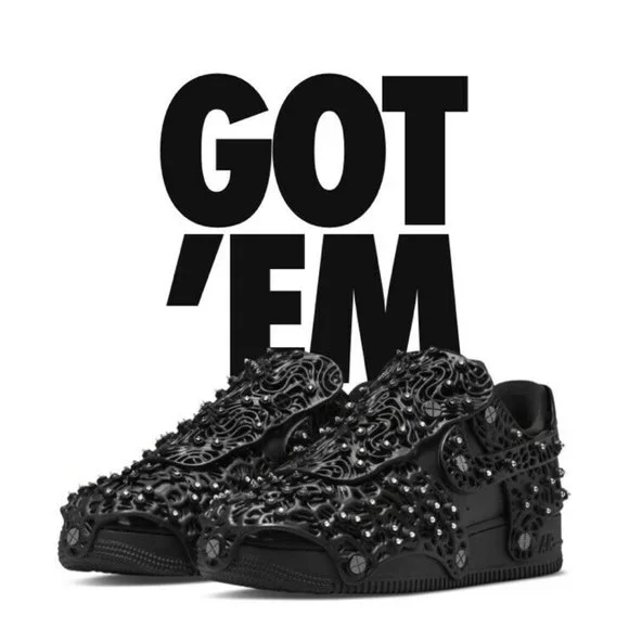 Nike Air Force 1 Low Swarovski Retroreflective Crystals Black 10.5 W / 9.0 M - Picture 1 of 11